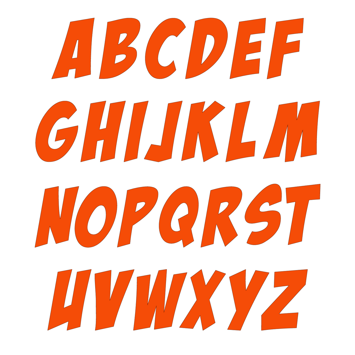 The Small Action Comic Flexabet Silicone Letter Cutter produces Perfectly Cut Letters, as seen in this image, by Marvelous Molds