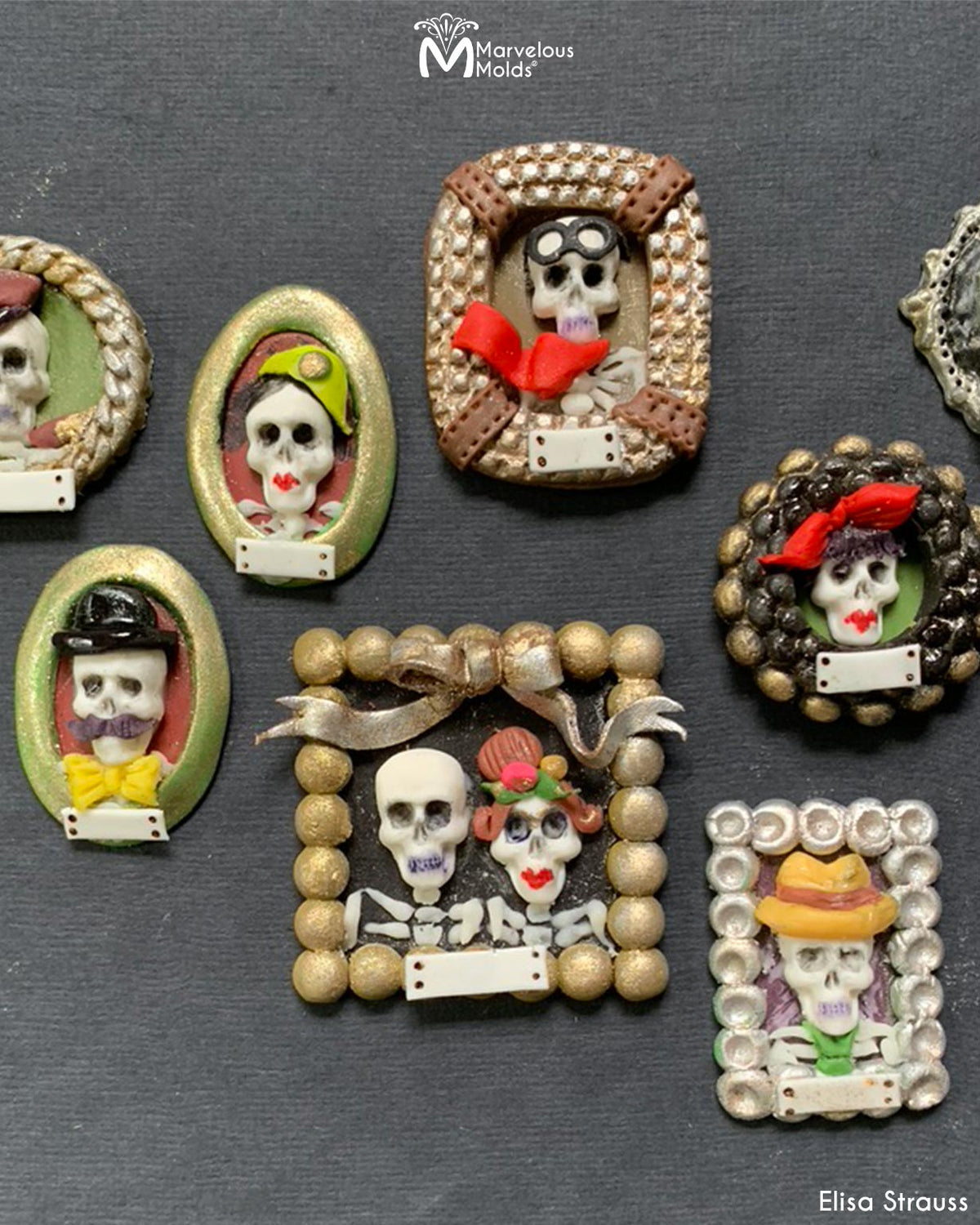 Skull Cookies for Halloween, Decorated Using the Marvelous Molds Roxy Buckle Silicone Mold