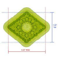 Large Quadrille Medallion Silicone Mold Cavity measures 6.32 inches Wide by 1.30 inches Tall, proudly Made in USA