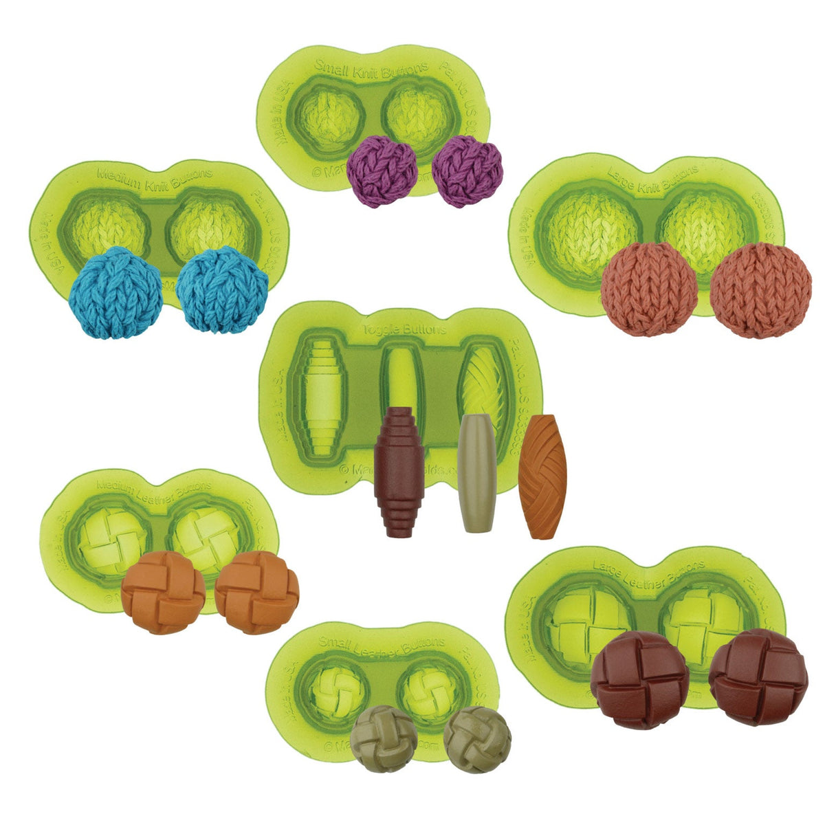 Knit, Leather and Toggle Button Molds Bundle