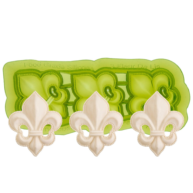 3 Fleur De Lis Silicone Sprig Mold for Ceramics or Pottery by Marvelous Molds