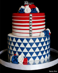 Fourth of July Patriotic Cake Decorated with the Simply Triangles Silicone Onlay Cake Stencil Mold