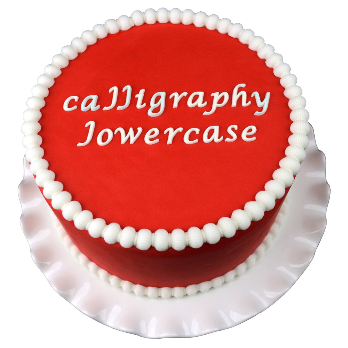 Decorated Cake using Calligraphy Lowercase Flexabet Food Safe Silicone Letter Maker by Marvelous Molds