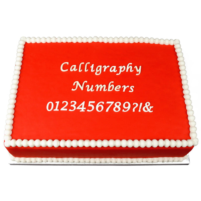 Decorated Cake using Calligraphy Numbers Flexabet Food Safe Silicone Letter Maker by Marvelous Molds