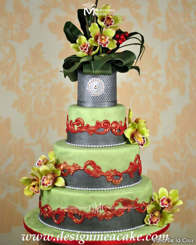 Floral Cake Decorated Using the Swirl S-Curve Silicone Mold by Marvelous Molds