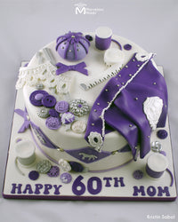Sewing Kit Themed Wedding Cake Decorated Using the Marvelous Molds Knots Button Silicone Mold
