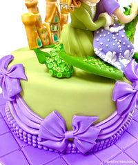 Purple Fondant Bow Created Using the Marvelous Molds Pinwheel Bow Silicone Mold for Cake Decorating