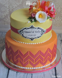 Anniversary Cake Decorated with Marvelous Molds Savvy Chevron Silicone Onlay Cake Stencil