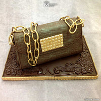 Alligator Purse Cake Decorated Using the Shirley Left Lace Silicone Mold by Marvelous Molds