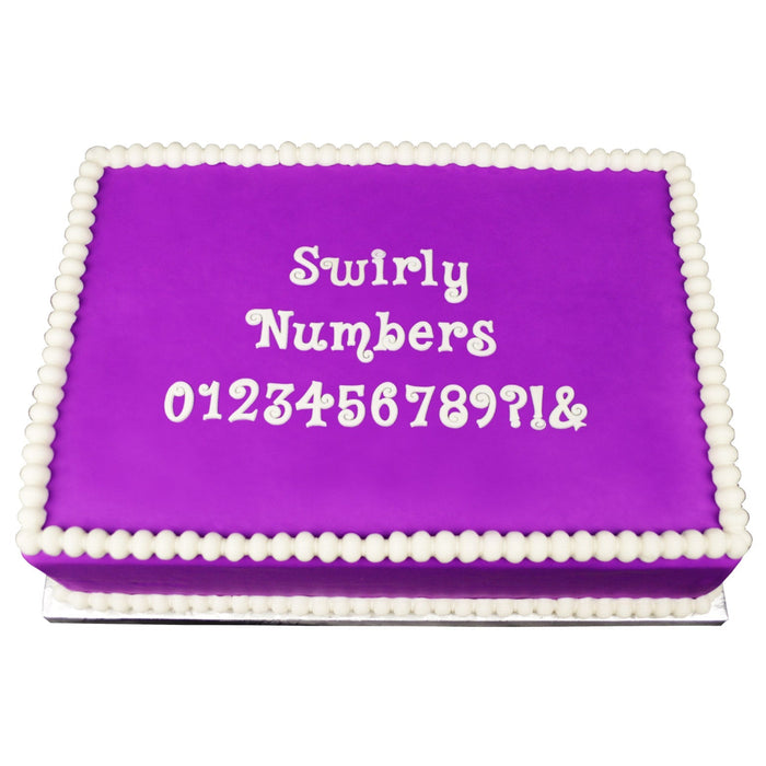 Decorated Cake using Swirly Numbers Flexabet Food Safe Silicone Letter Maker by Marvelous Molds