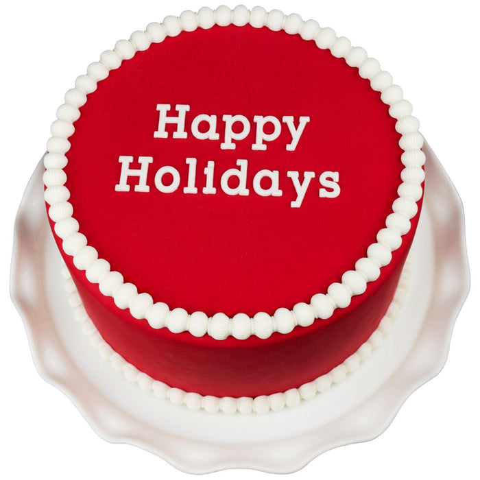 Decorated Cake using Typewriter Happy Holidays Flexabet Food Safe Silicone Letter Maker by Marvelous Molds
