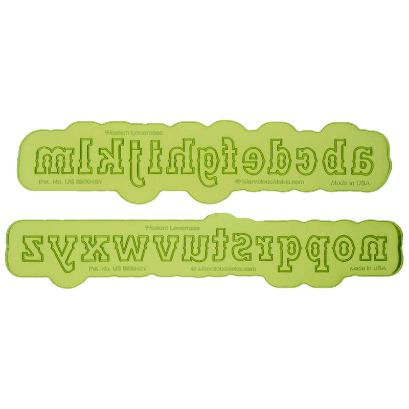 Western Lowercase Flexabet Silicone Letter Maker for ceramics or Resin Crafts by Marvelous Molds
