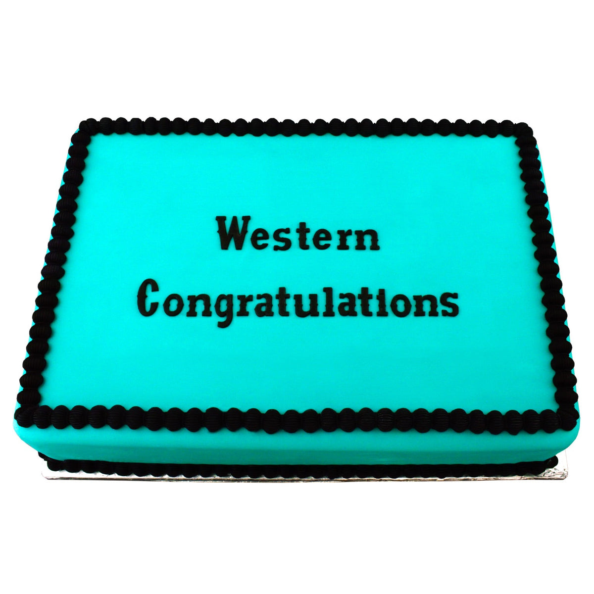 Decorated Cake using Western Congratulations Flexabet Food Safe Silicone Letter Maker by Marvelous Molds