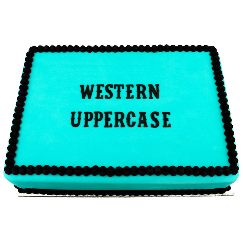 Decorated Cake using Western Uppercase Flexabet Food Safe Silicone Letter Maker by Marvelous Molds