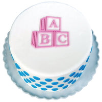 Decorated Cake Image Showing the ABC Blocks Silicone Onlay® for Fondant Cake Decorating by Marvelous Molds