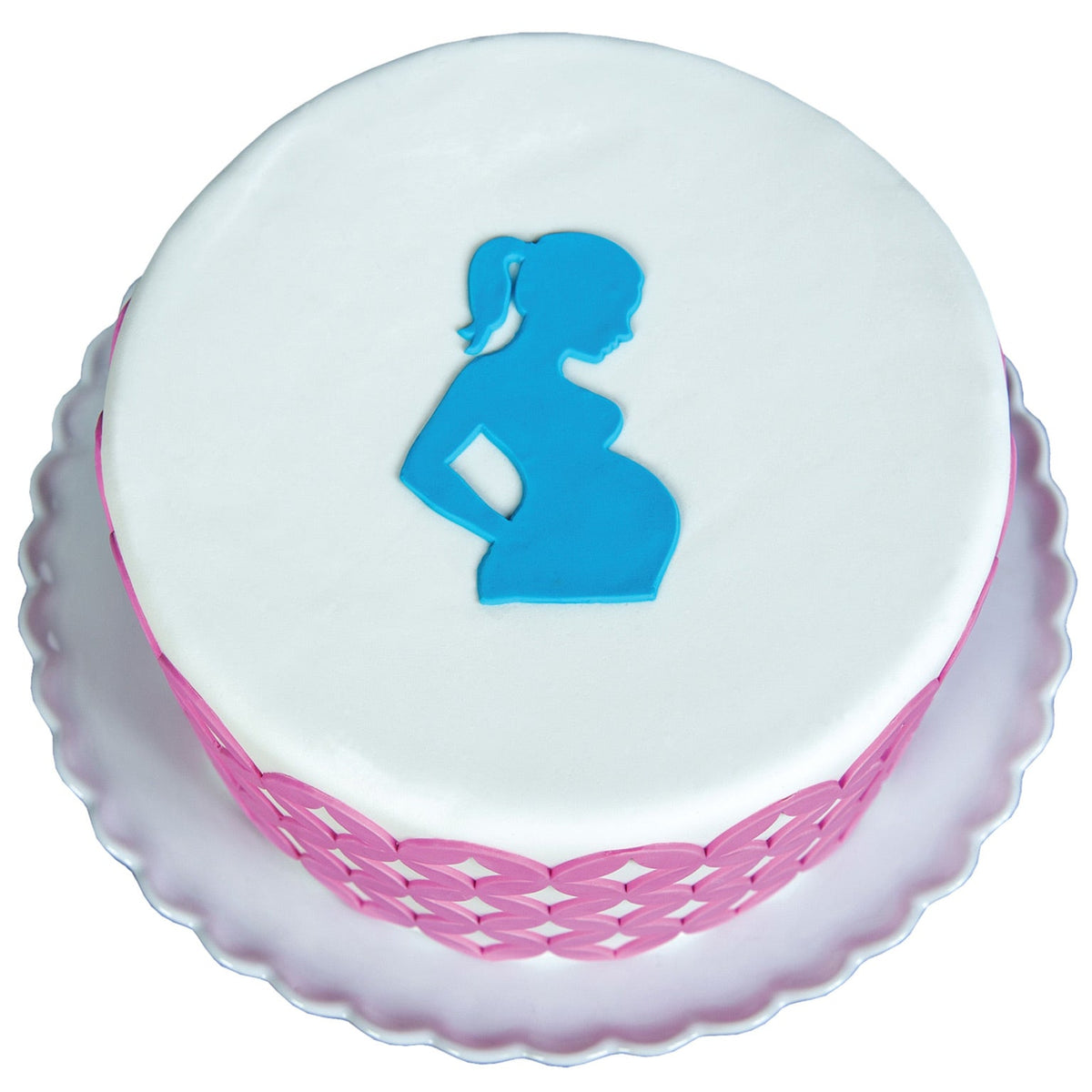 Decorated Cake Image showing the Baby Bump Food Safe Silicone Onlay for Fondant Cake Decorating
