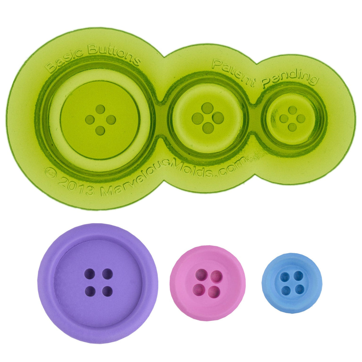Basic Buttons Food Safe Silicone Mold for Fondant Cake Decorating by Marvelous Molds