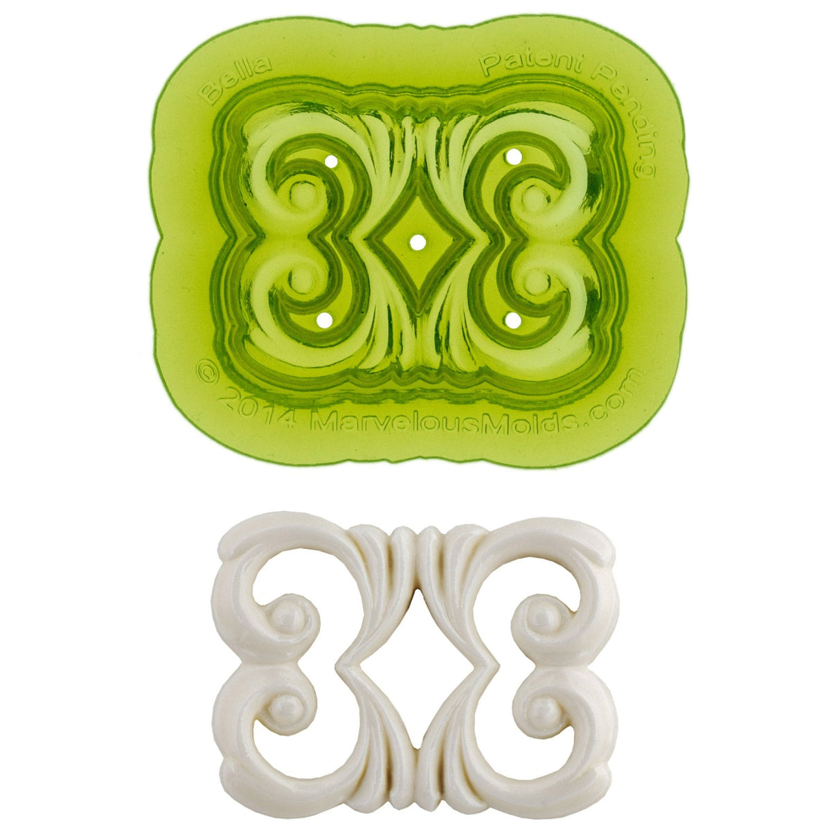 Bella Scroll Food Safe Silicone Mold for Fondant Cake Decorating by Marvelous Molds