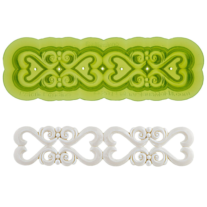 Bellissimo Scroll Food Safe Silicone Mold for Fondant Cake Decorating by Marvelous Molds