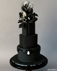 Gothic Wedding Cake Decorated using the Marvelous Molds Giza Border Silicone Mold