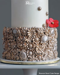 Edible Bling Decorated Cake Created with Marvelous Molds Glimmer Brooch Mold
