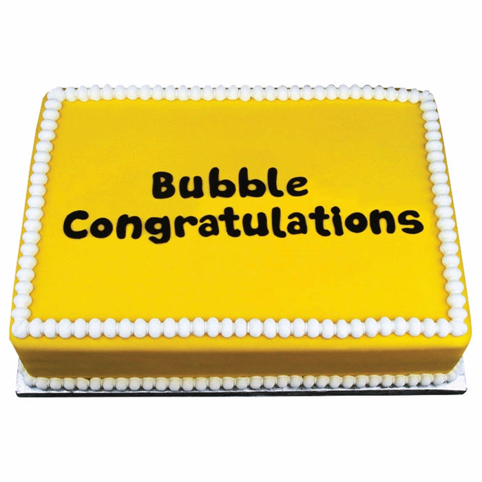 Decorated Cake using Bubble Congratulations Flexabet Food Safe Silicone Letter Maker by Marvelous Molds