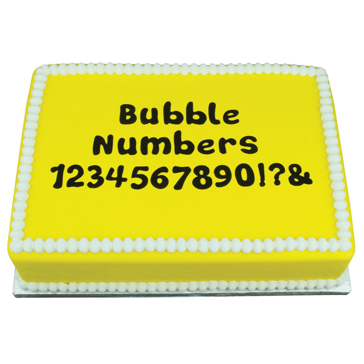 Decorated Cake using Bubble Flexabet Numbers Food Safe Silicone Letter Maker by Marvelous Molds