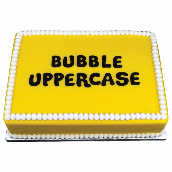 Decorated Cake using Uppercase Bubble Flexabet Food Safe Silicone Letter Maker by Marvelous Molds