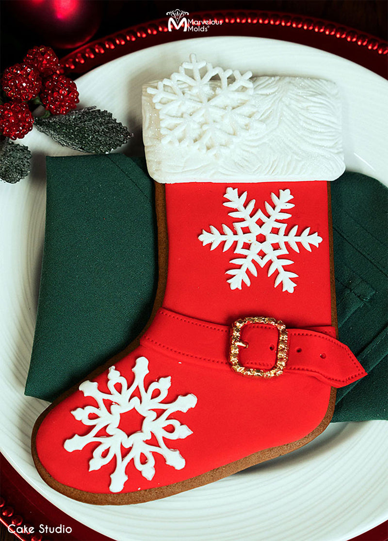 Christmas Stocking Cake Decorated with Marvelous Molds Long Fur Impression Silicone Mat
