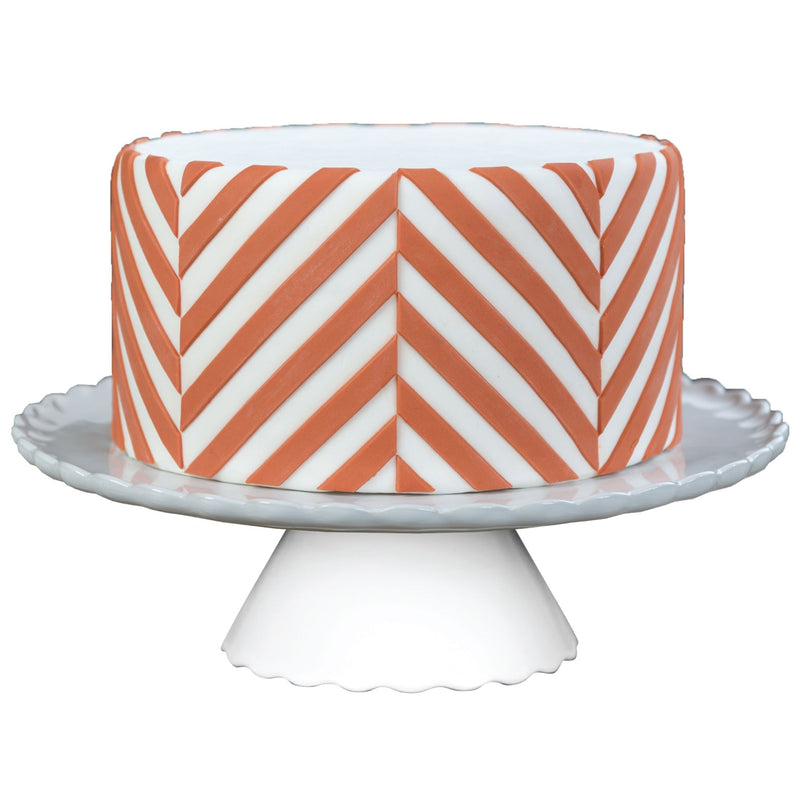 Decorated Cake Image Showing the Clever Chevron Food Safe Silicone Onlay for Fondant Cake Decorating by Marvelous Molds