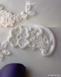 Fondant Lace Decoration on a Cake Created Using the Marvelous Molds Ann Lace Right Silicone Mold