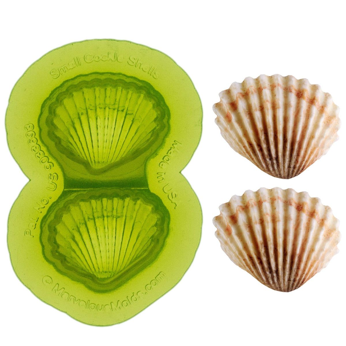 Small Cockle Shells Food Safe Silicone Mold for Fondant Cake Decorating by Marvelous Molds