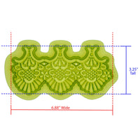 Colette Lace Silicone Mold Cavity measures 6.88 inches Wide by 3.25 inches Tall, proudly Made in USA