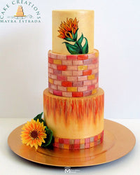 Summer Birthday Cake using the Bricks Silicone Onlay to decorate the Brick pattern, by Marvelous Molds