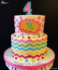 Birthday cake with rainbow chevron and Basic Buttons Mold by Marvelous Molds