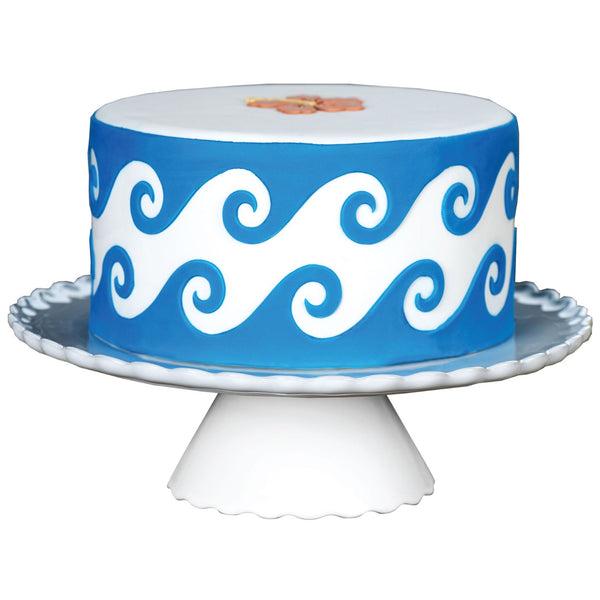 Decorated Cake Image showing the Ebb & Flow Food Safe Silicone Onlay for Fondant Cake Decorating by Marvelous Molds