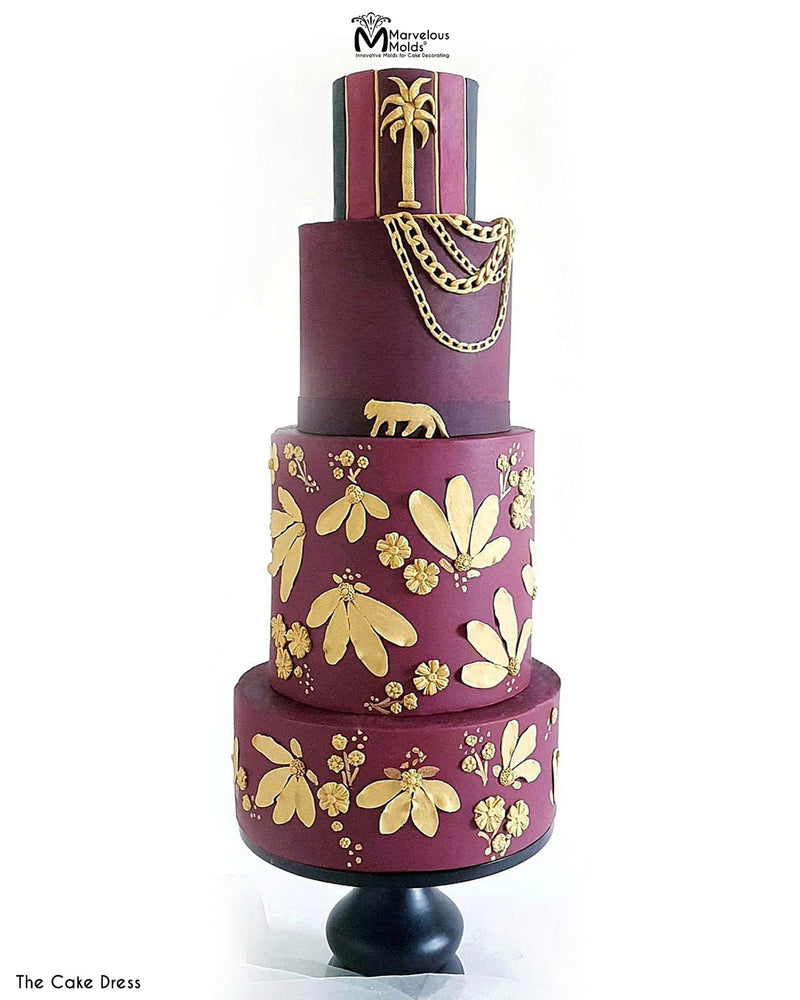 Maroon Fashion Cake Decorated with Chain Created Using the Marvelous Molds Large Chain PinchPro Silicone Mold for Cake Decorating