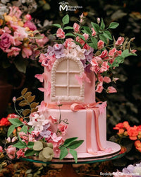 Floral Pink Garden Wedding Cake Created with Marvelous Molds Large Hydrangea Petalear Silicone Mold