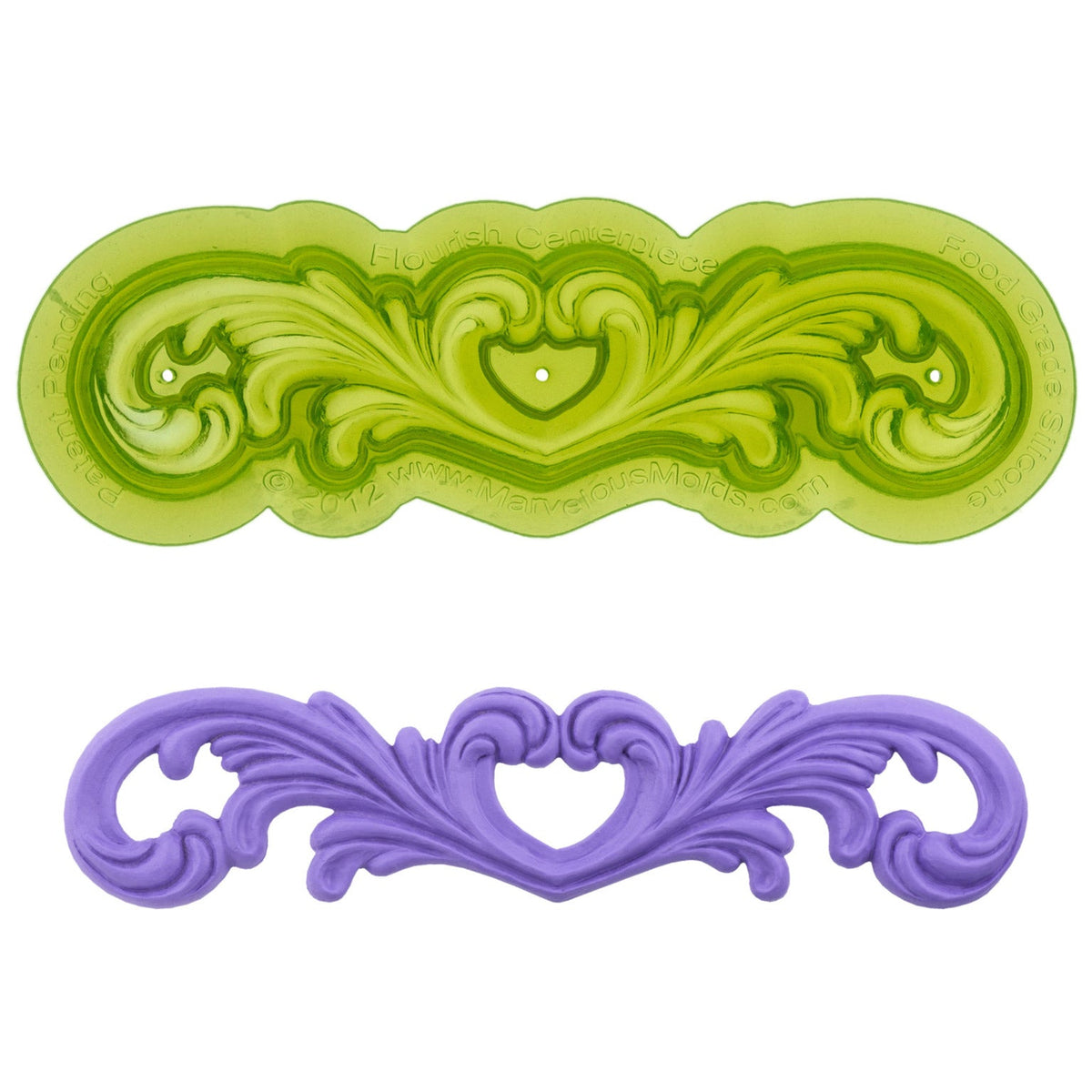 Flourish Centerpiece Scroll Food Safe Silicone Mold for Fondant Cake Decorating by Marvelous Molds