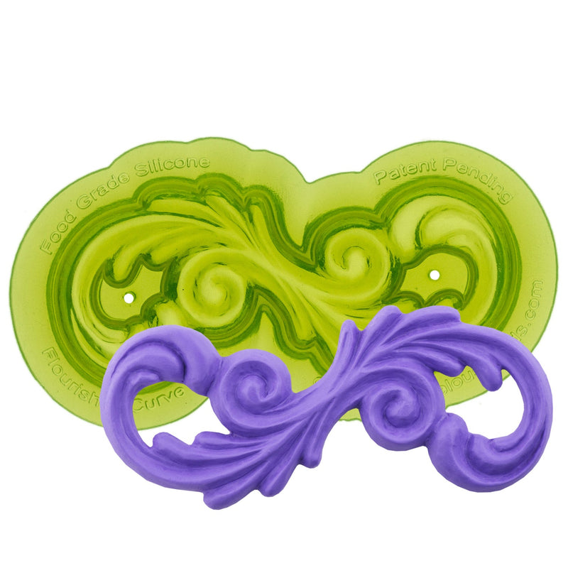 Flourish S-Curve Silicone Sprig Mold for Ceramics and Pottery by Marvelous Molds