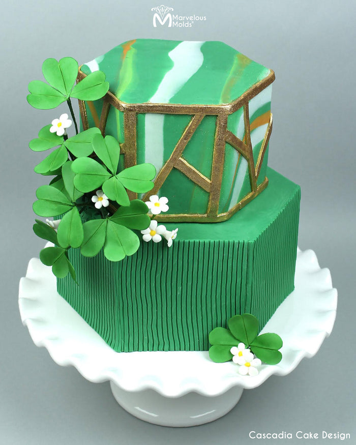 Saint Patrick's Day Green Shamrock Cake Decorated with the Marvelous Molds Fluted Simpress Silicone Cake Mold