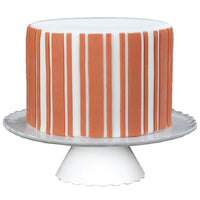 Decorated Cake image showing the Gala Stripes Silicone Onlay for Fondant Cake Decorating by Marvelous Molds