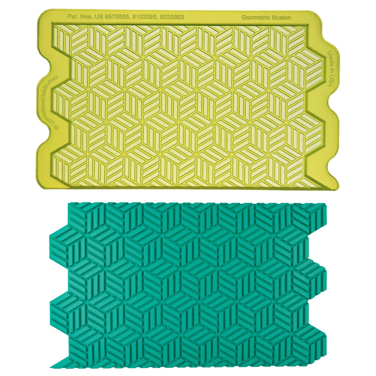 Geometric Illusion Food Safe Silicone Simpress Mold for Fondant Cake Decorating by Marvelous Molds