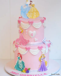 Disney Princess Birthday Cake Decorated with the Triple Classic Swag Silicone Mold by Marvelous Molds