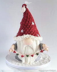 Winter Gnome Cake Decorated Using the Trinity Knit Simpress Silicone Mold by Marvelous Molds