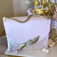 Baby Pink Fashionable Cake Purse Decorated Using the Marvelous Molds Small Chain PinchPro Silicone Mold