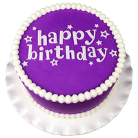 Happy Birthday Cake topper on a purple cake using Marvelous Molds