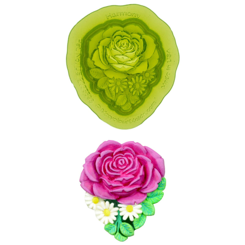 Harmony Rose Floral Food Safe Silicone Mold for Fondant Cake Decorating by Marvelous Molds