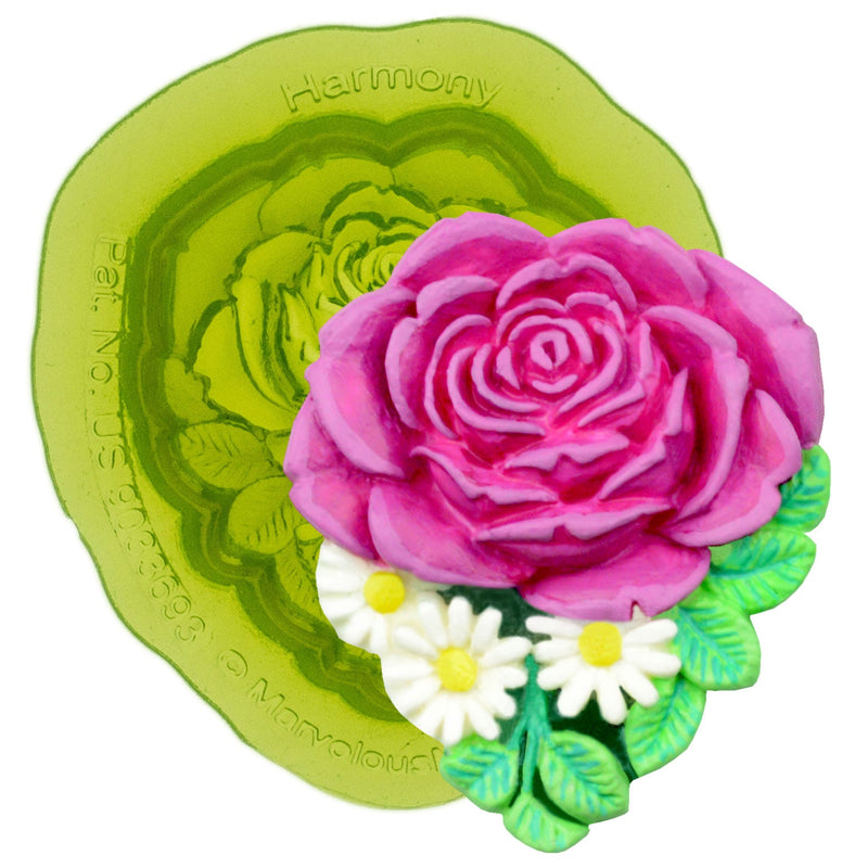 Harmony Rose Floral Silicone Sprig Mold for Ceramics and Pottery by Marvelous Molds
