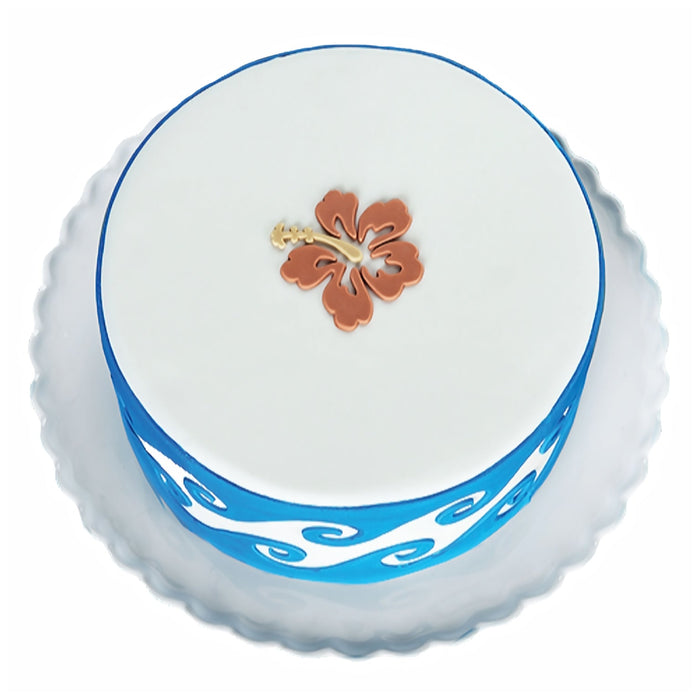 Decorated Cake Image showing the Hibiscus MedallionFood Safe Silicone Onlay for Fondant Cake Decorating